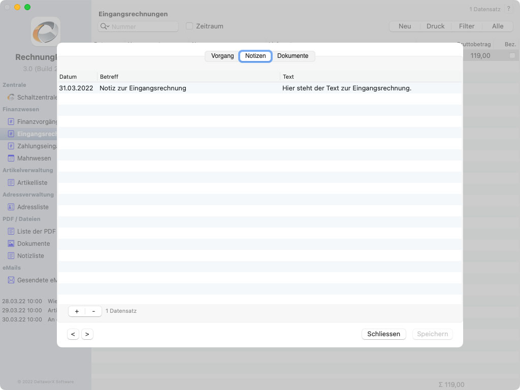 Liste der Notizen
